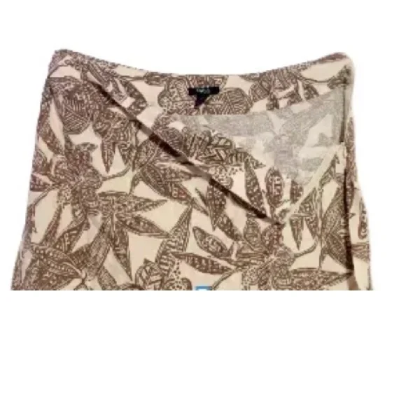 Style & Co. Cream and Brown Mini Wrap Skirt (NWOT) - Picture 3 of 6